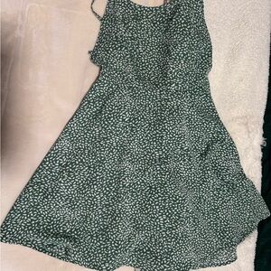 SHEIN Green Leaf Print Mini Dress